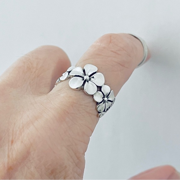 🌺TOP SELLER 🌺Silver 3 Plumeria Flower Ring with Leaves, Hawaii Jewelry Rings - Picture 14 of 16